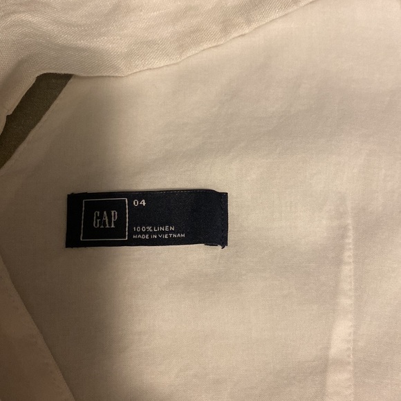 GAP Linen V-Neck Dress - White 6 - Waist 14” x 35”L - Pit2Pit 17” with pockets - Picture 12 of 14